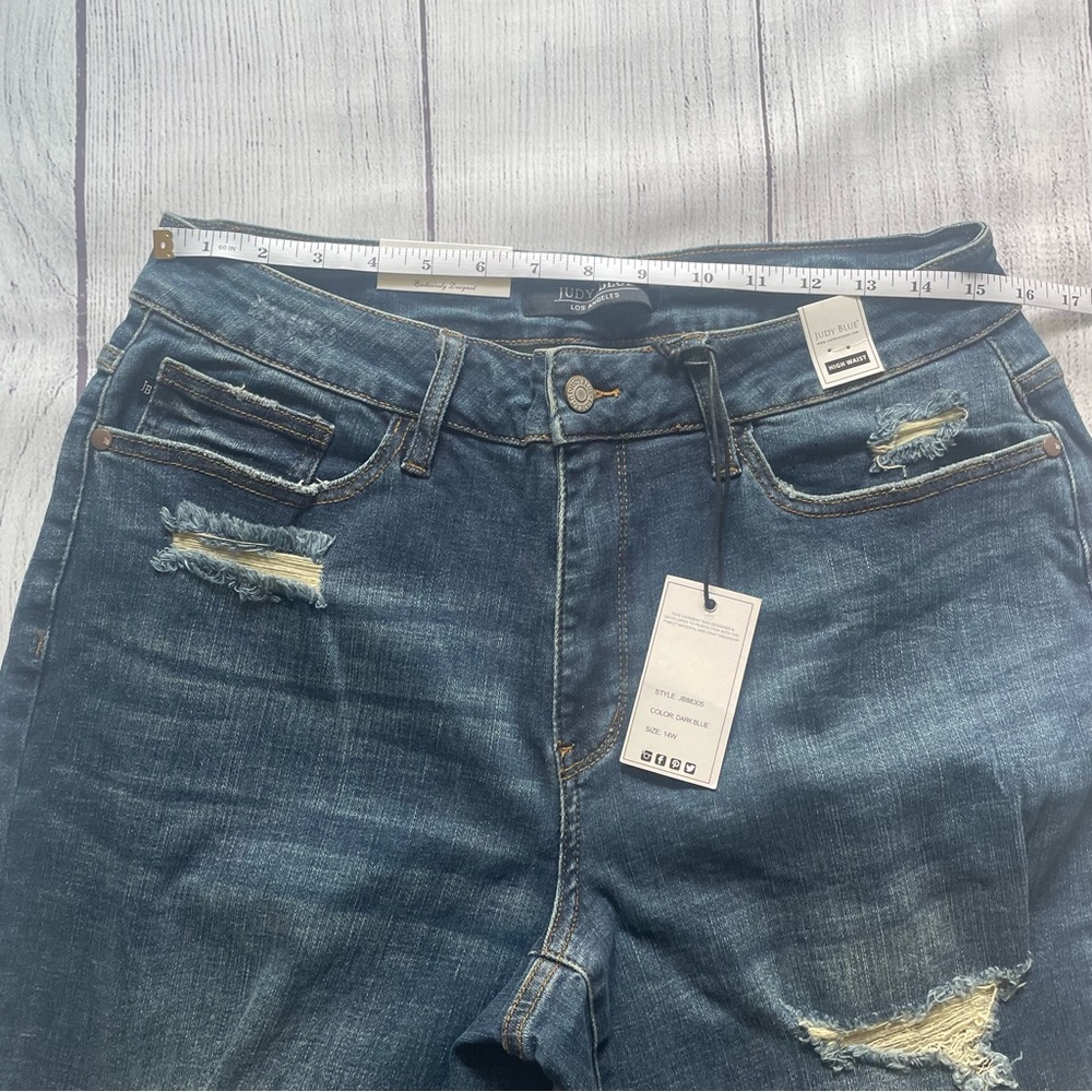 Judy Blue Dark Wash High Rise Distressed Jeans - Picture 8 of 12
